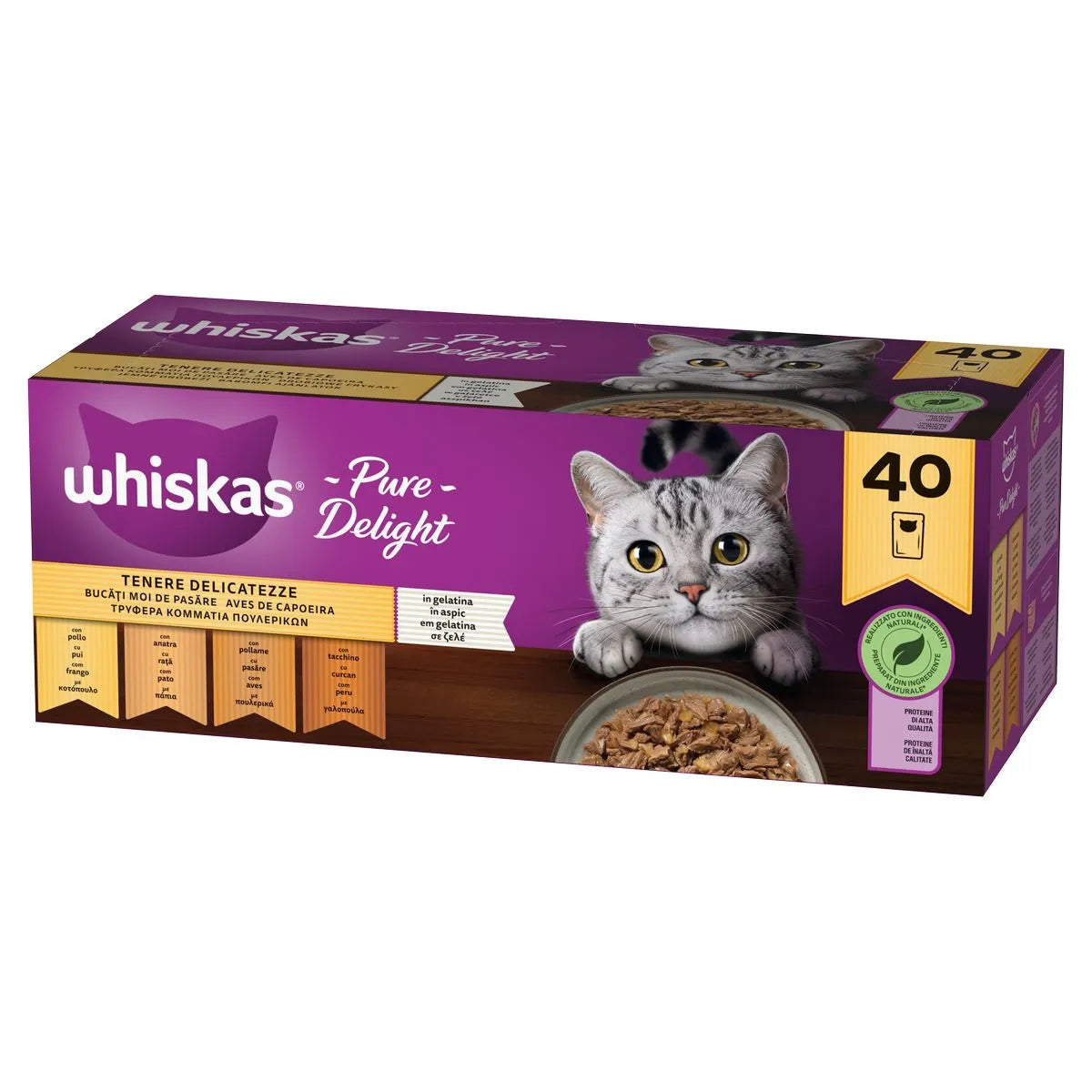 40x85g Whiskas Pure Delight Gatti Adulti Pollo Tacchino 40x85g Whiskas Pure Delight Gatti Adulti Pollo Tacchino